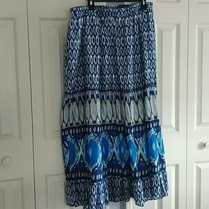 Lane Bryant Blue Graphic Full Maxi Skirt Plus Size 26/28